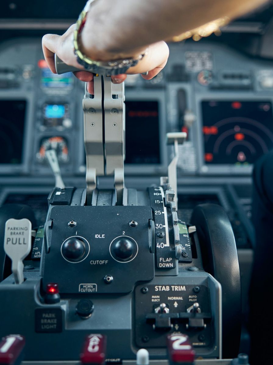 a throttle control in a plane
